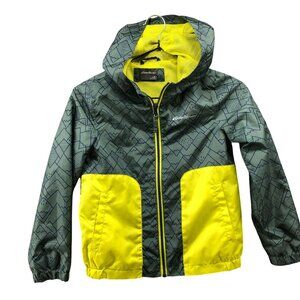 Eddie Bauer Rain Jacket Boys Size 6 Green Hooded Lightweight Wind Breaker